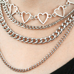 Geometric Heart Pendant Necklace for Women (Punk Style)