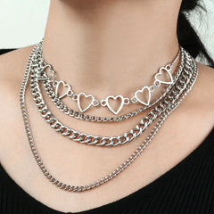 Geometric Heart Pendant Necklace for Women (Punk Style)